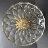 Antique crystal bowl on a bronze stand.