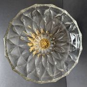 Coupe ancienne en cristal sur pied en bronze