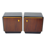 Mid Century Bedside Tables With Glass Tops, Czechoslovakia 1960s