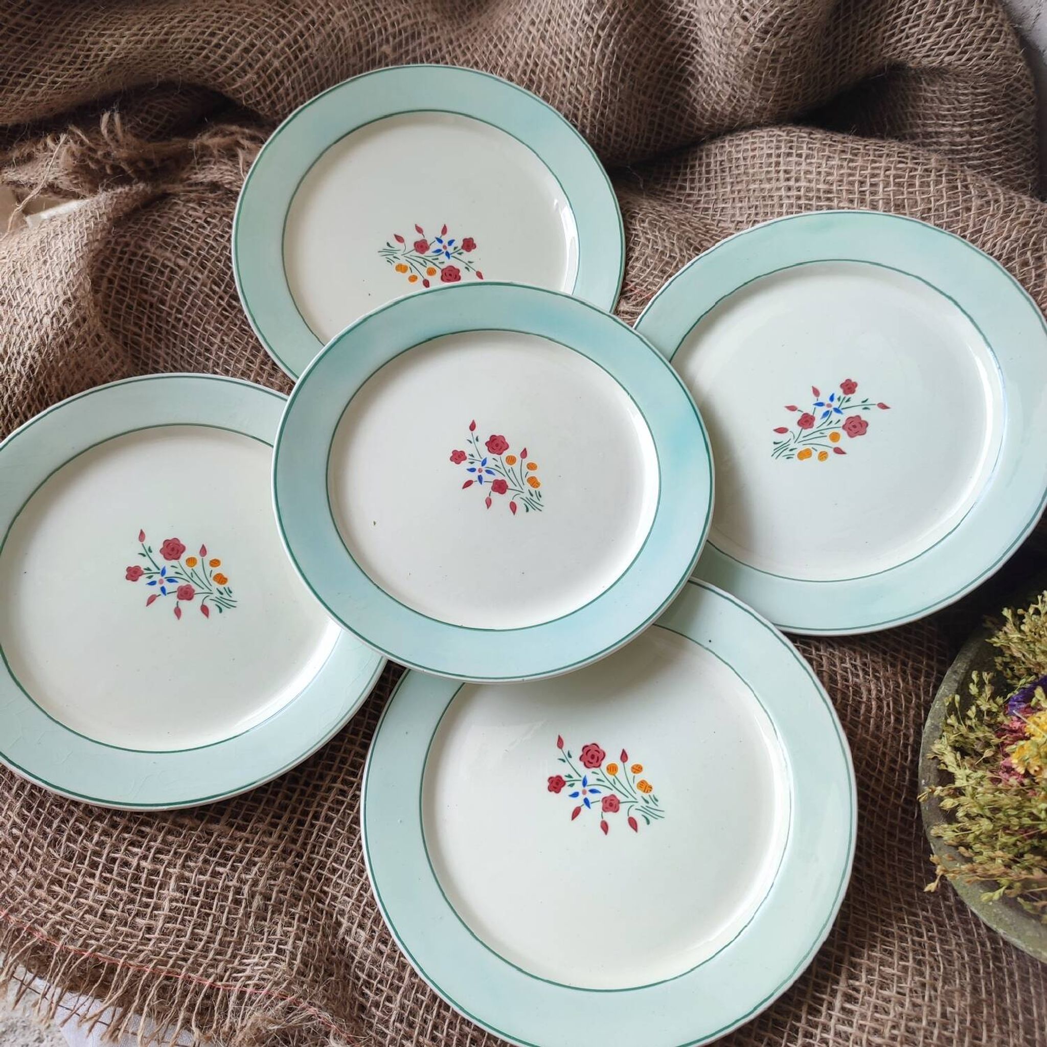 Set of 5 HBCM dessert plates, Marlaine model