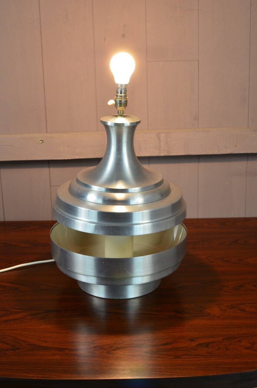 Vintage 1970s Brushed Aluminum Lamp
