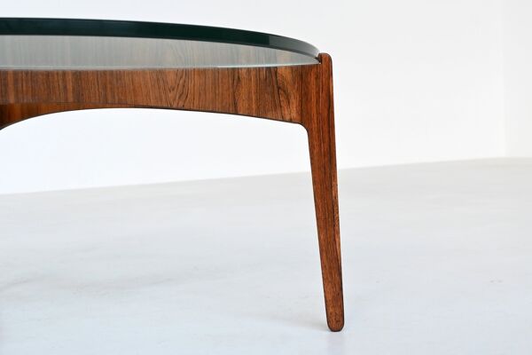Table basse sculpturale Sven Ellekaer en palissandre Linneberg Danemark 1962