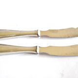 Two antique service knives in silver-plated metal, pearl frieze gowe alpacca.