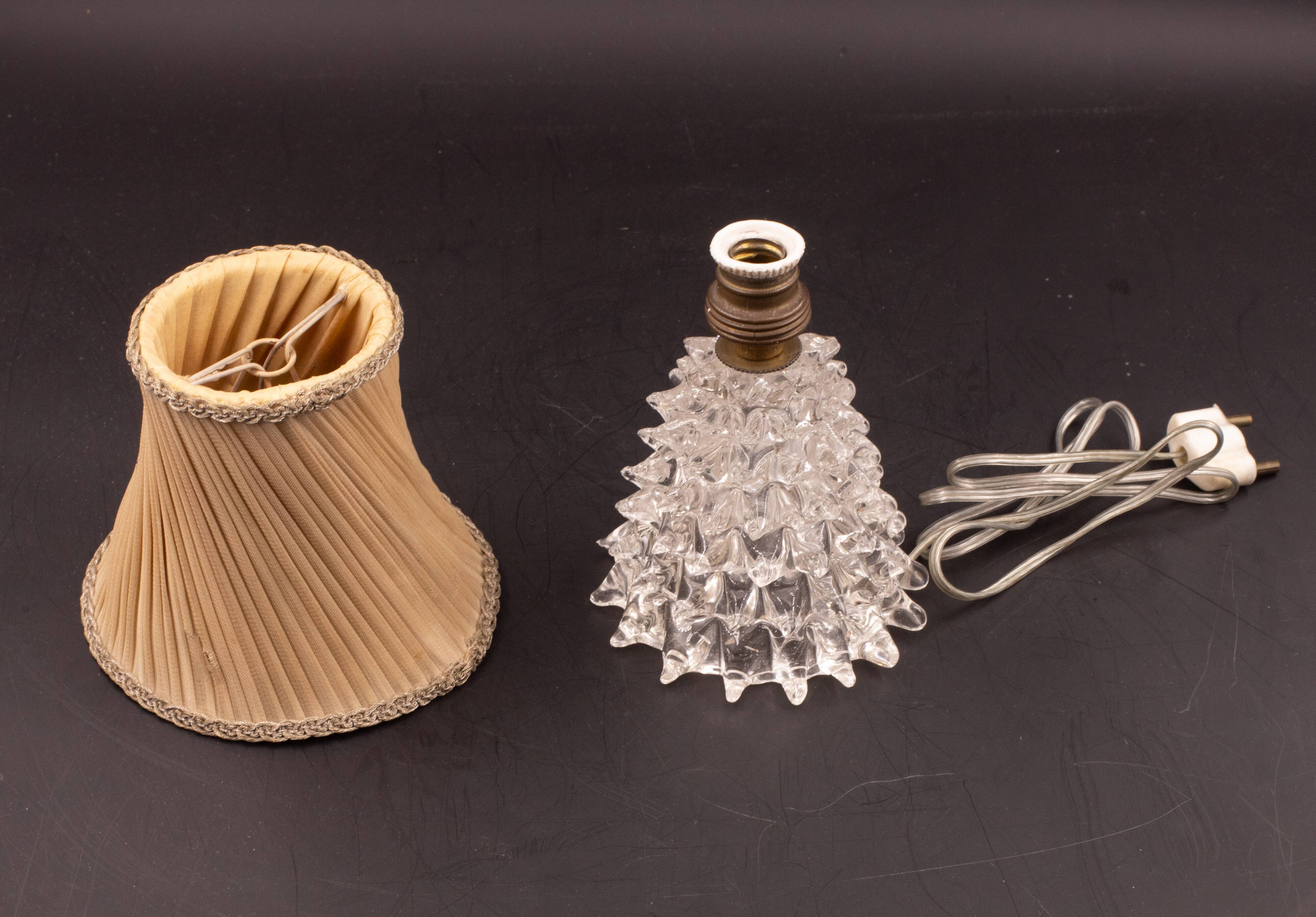 Lampe de table dans un vase en verre de murano rostrato pour barovier & toso, années 1940