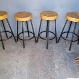 Lot 4 high bar stools wood and metal