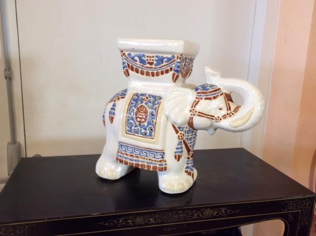 Elephant shaped porcelain side table