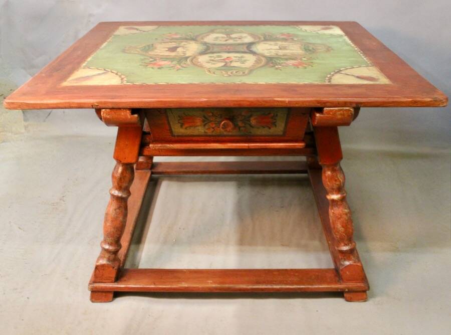 19th-century painted wooden changing table