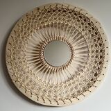Decorative mirror woven in sun canework