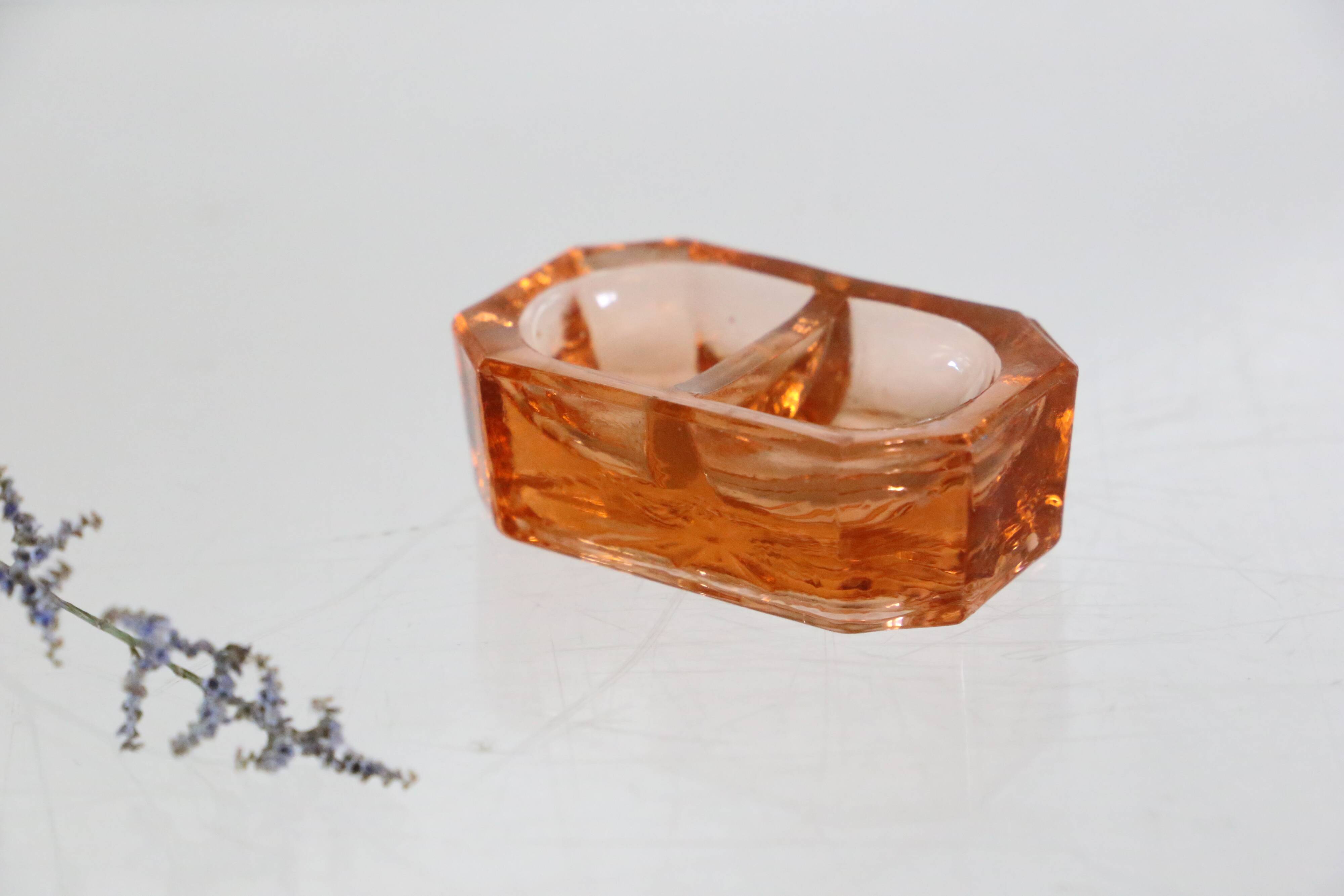 Authentic French vintage pink glass salt and pepper set