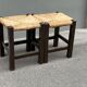 Pair of vintage straw-seat stools