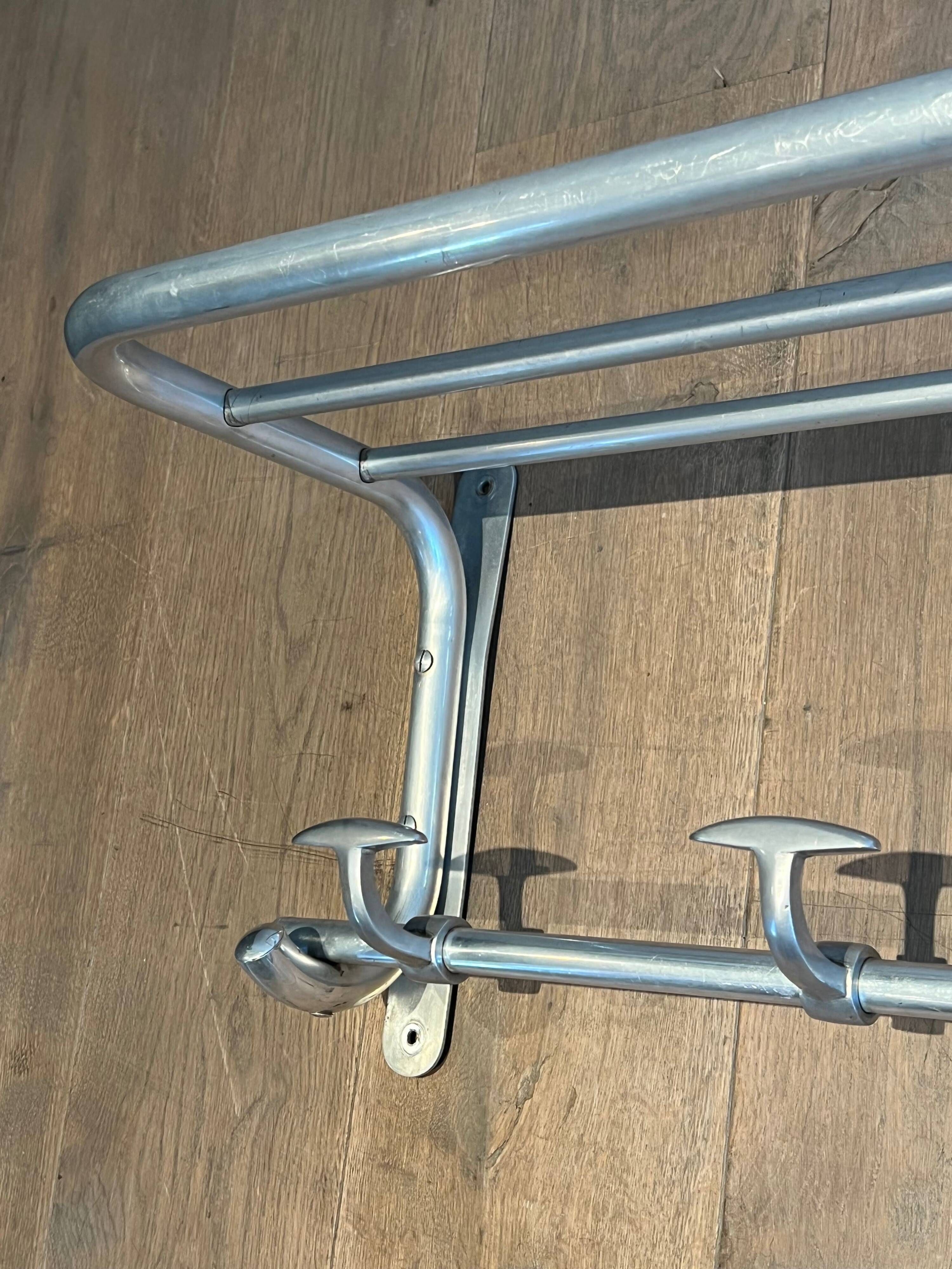 Large Aluminium Wall Coat Rack with Ten Hooks and Luggage Rack