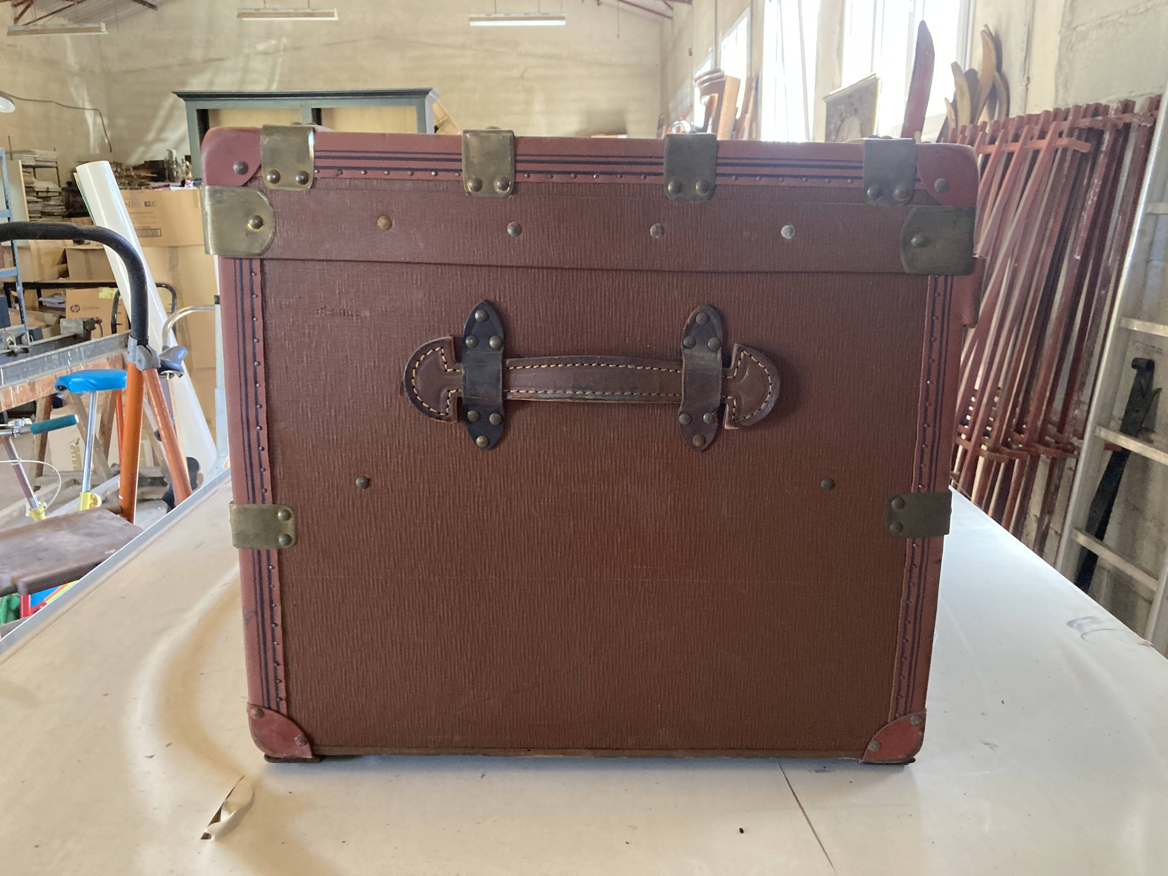 TRAVEL TRUNK RECTANGLE DEBUT XXE WOOD BROWN LEATHER SHEATH