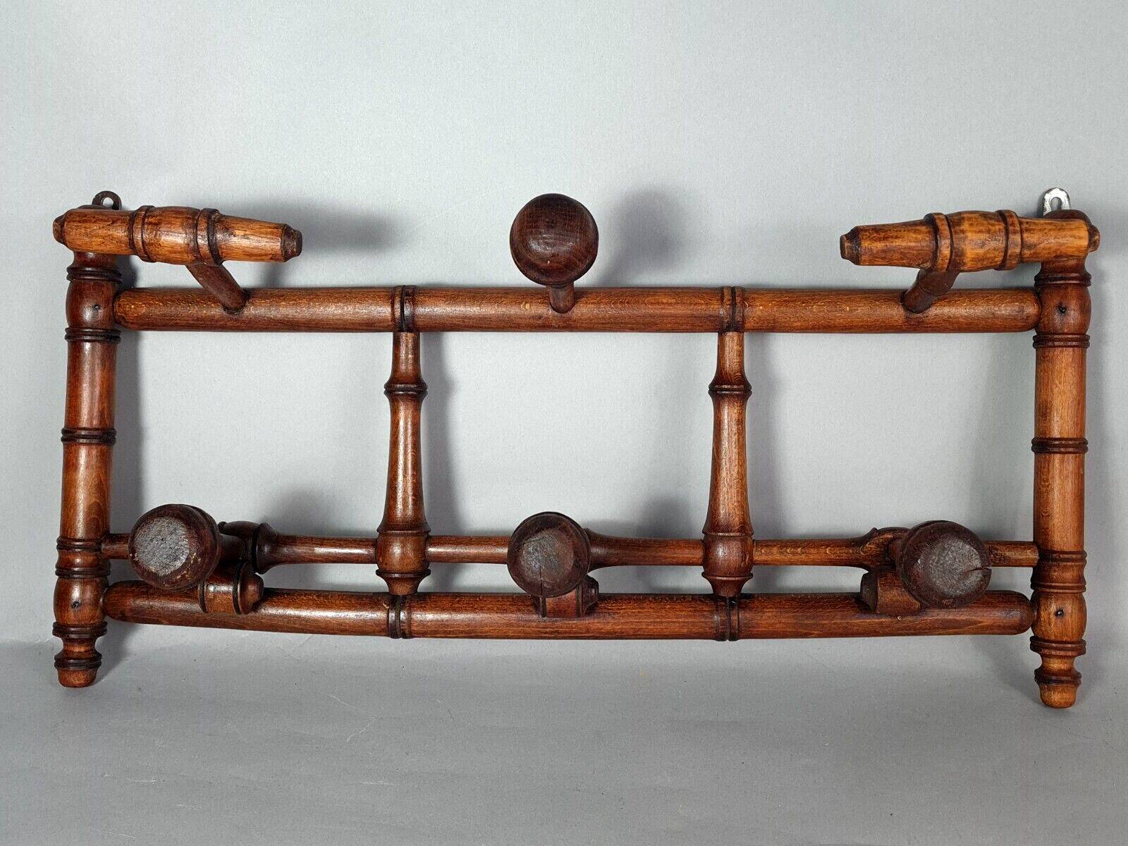 Old wooden wall coat rack turned bamboo style Good condition SB907