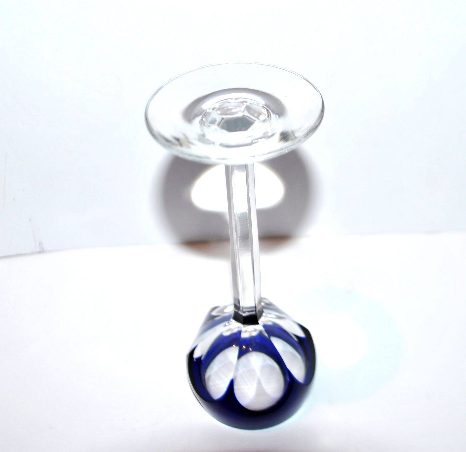 SAINT-LOUIS BRISTOL JOSEPH liqueur glass with overlay, cobalt blue lined crystal