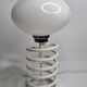 Vintage table lamp with spring base, opaline globe, Maurer style, 80s