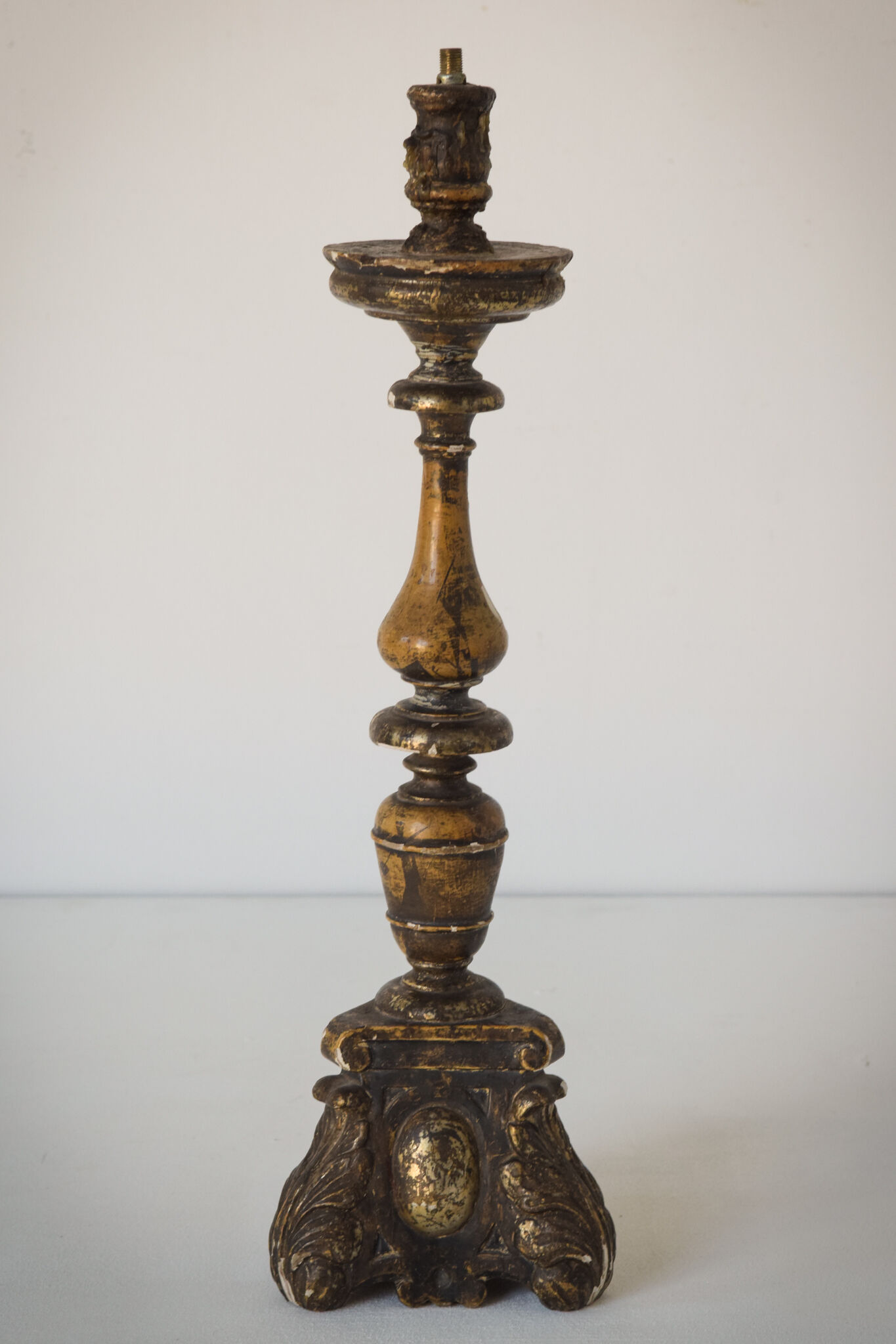 18th Century Gilded Wood Candlestick