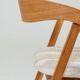 Set of 6 rustic oak wood dining chairs in safari beige.