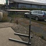 Extendable vintage desk from the 1960s, brown wood and metal structure, practical mid-century design.