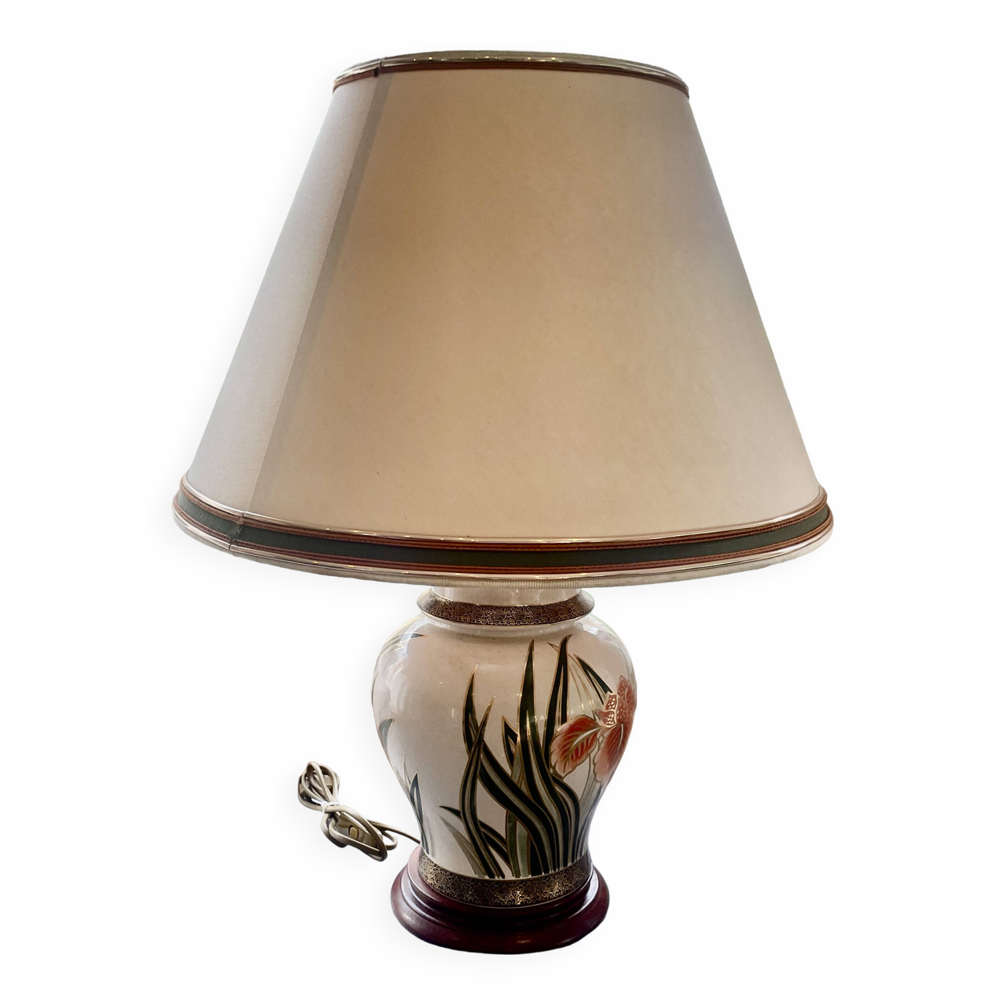 Ceramic base table lamp + lampshade - Height 59 cm