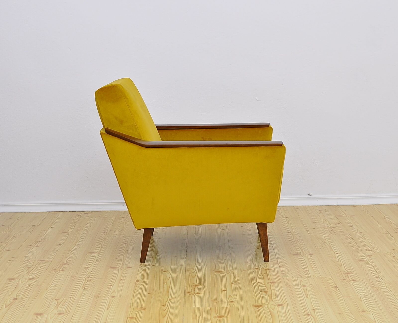 Yellow velvet armchair, 1960s