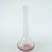 Large pink bubbled glass vase, in the style of Biot, Signed, 1970
