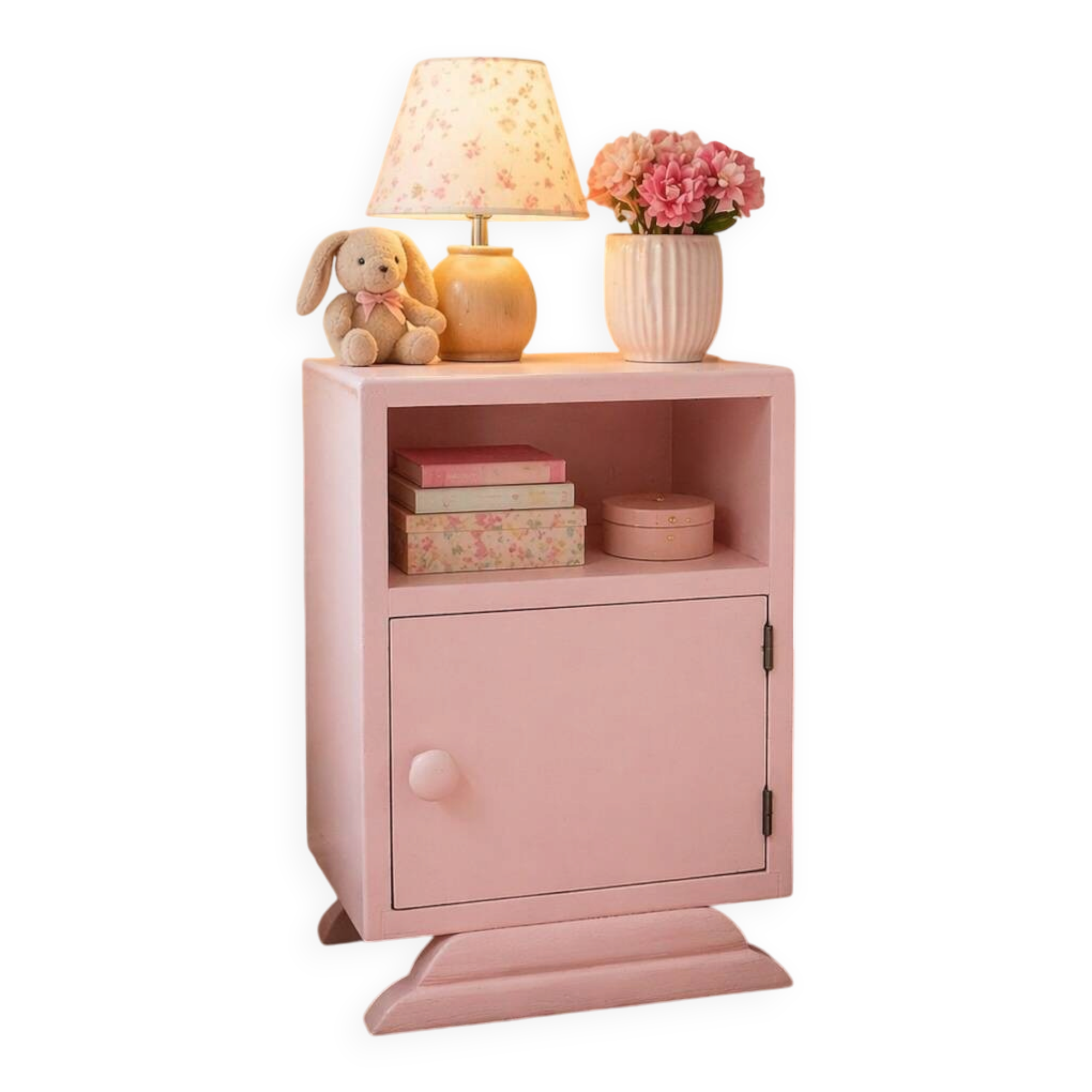 Petit chevet art déco rose