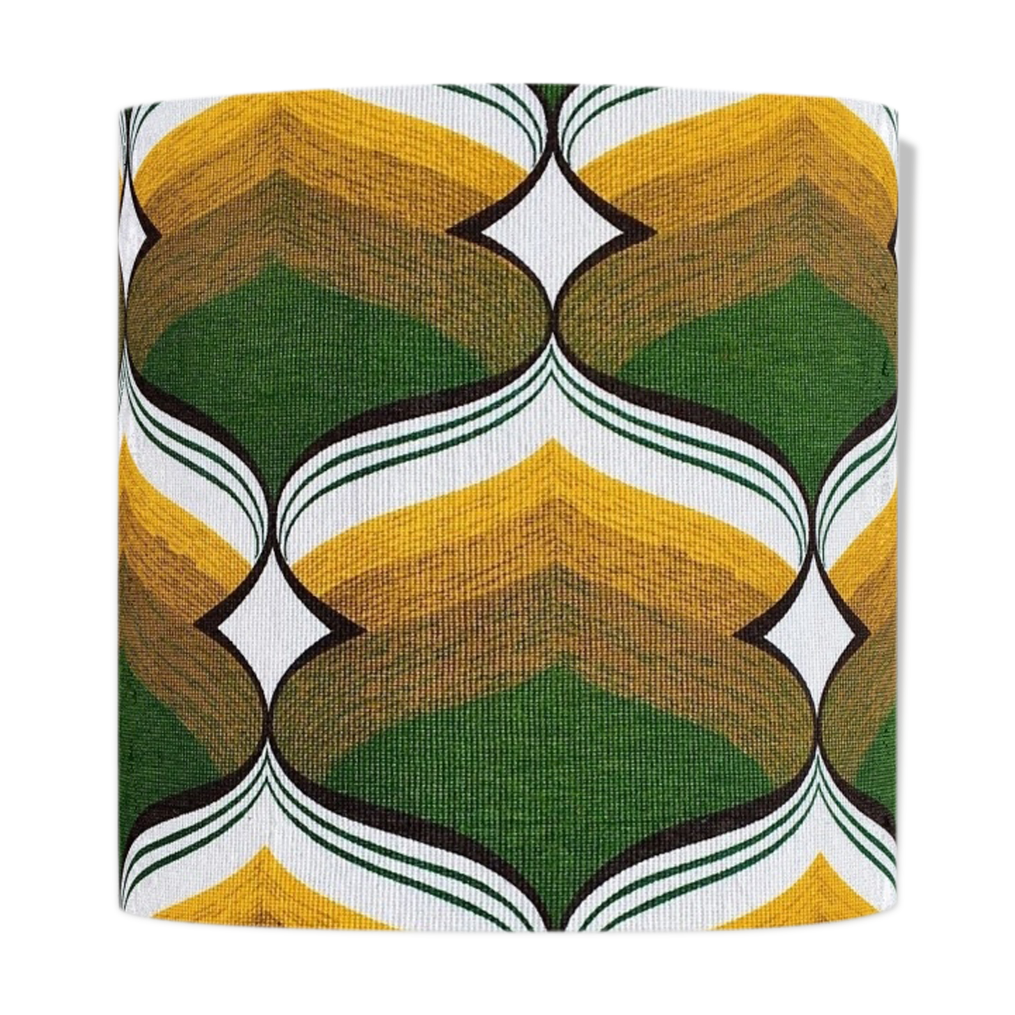 Abat-jour Boston vert H30 D30 - tissu vintage seventies