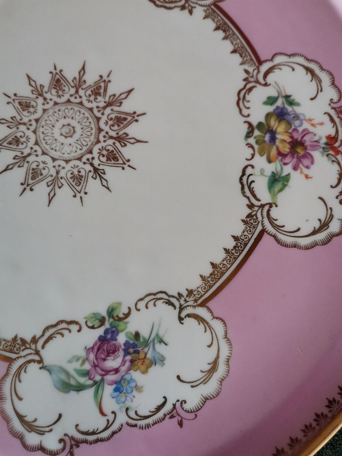 Pink and golden dish Limoges