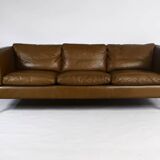 1970s brown leather sofa by Vejen Polstermøbelfabrik