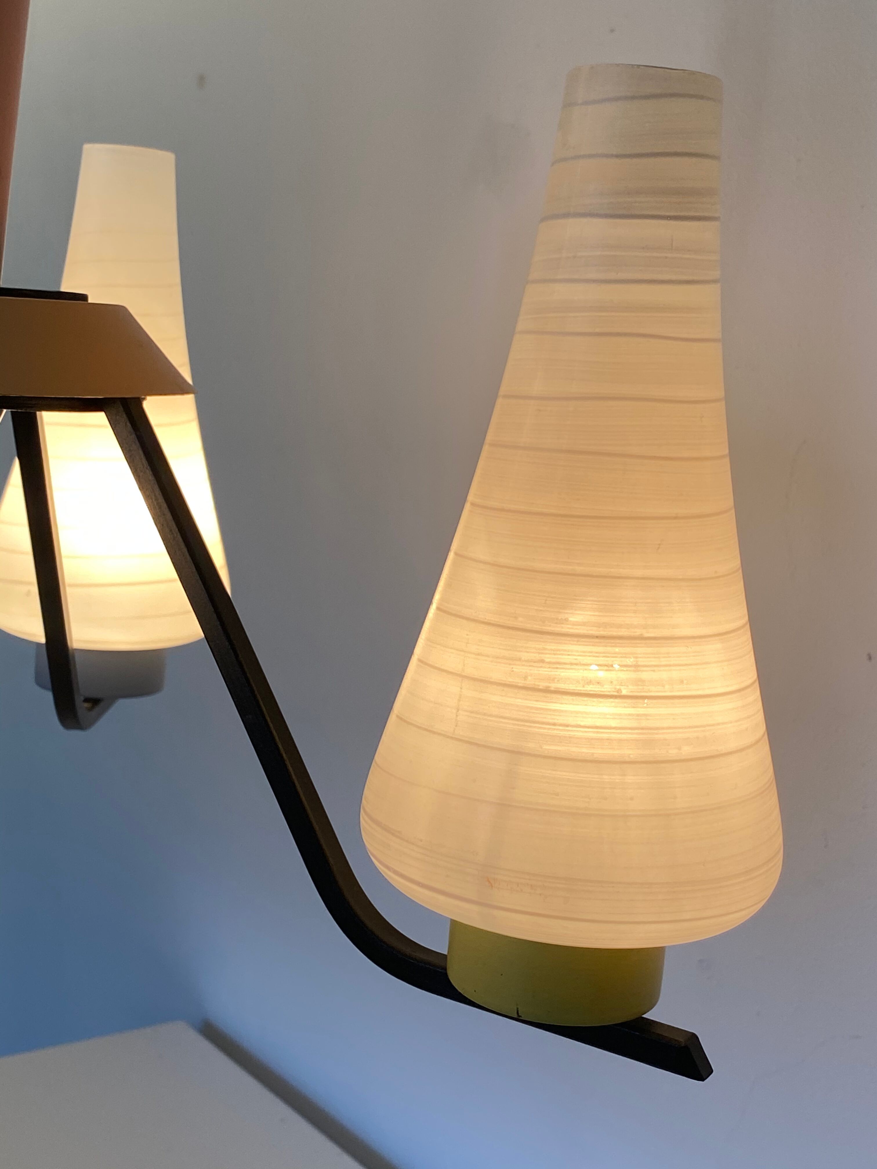 Vintage milk glass pastel color hanging lamp