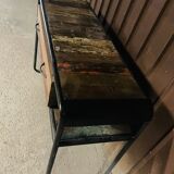 Industrial style console (or desk) in wood & metal