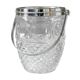 Vintage glass ice bucket stamped with a metal handle