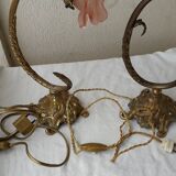 2 bronze and glass lamps