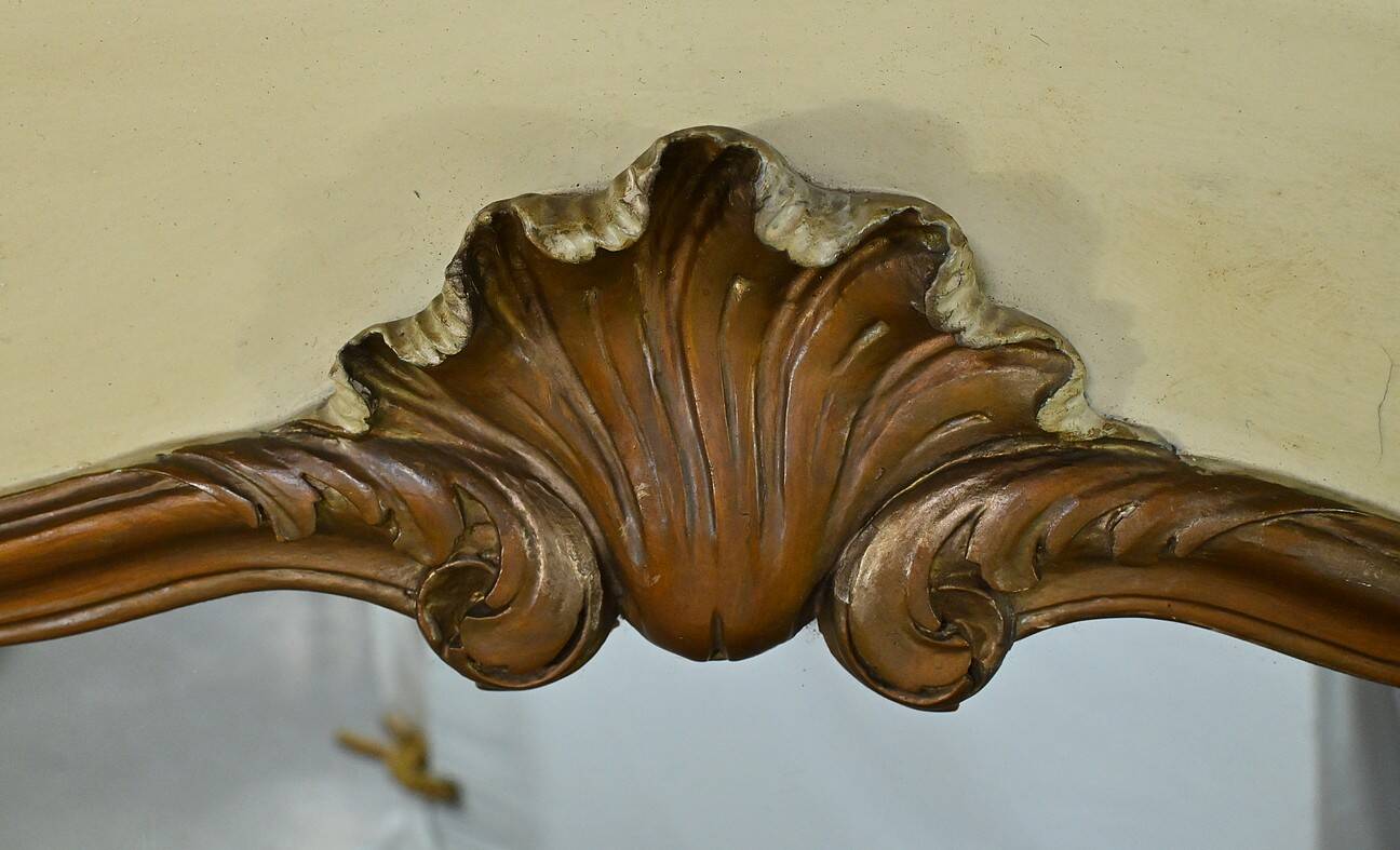 Painted Wooden Trumeau Mirror, Louis XV Style – Late 19th Century