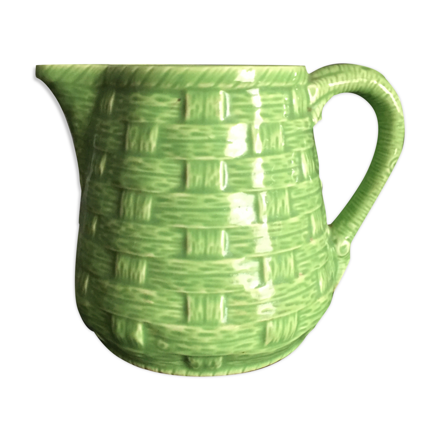 Pichet vert pomme vintage Pigoin Sarreguemines