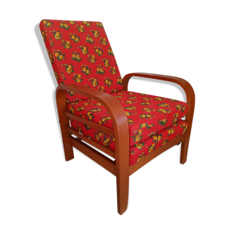 Relaxed chair curved vintage wood 50s