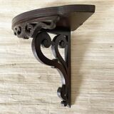 openwork dark wood wall corner shelf