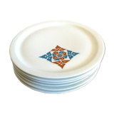 6 dessert, Haviland, 70s blue white porcelain plates