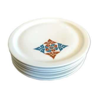 Set de 6 assiettes à dessert porcelaine Haviland années 70 bleu blanc