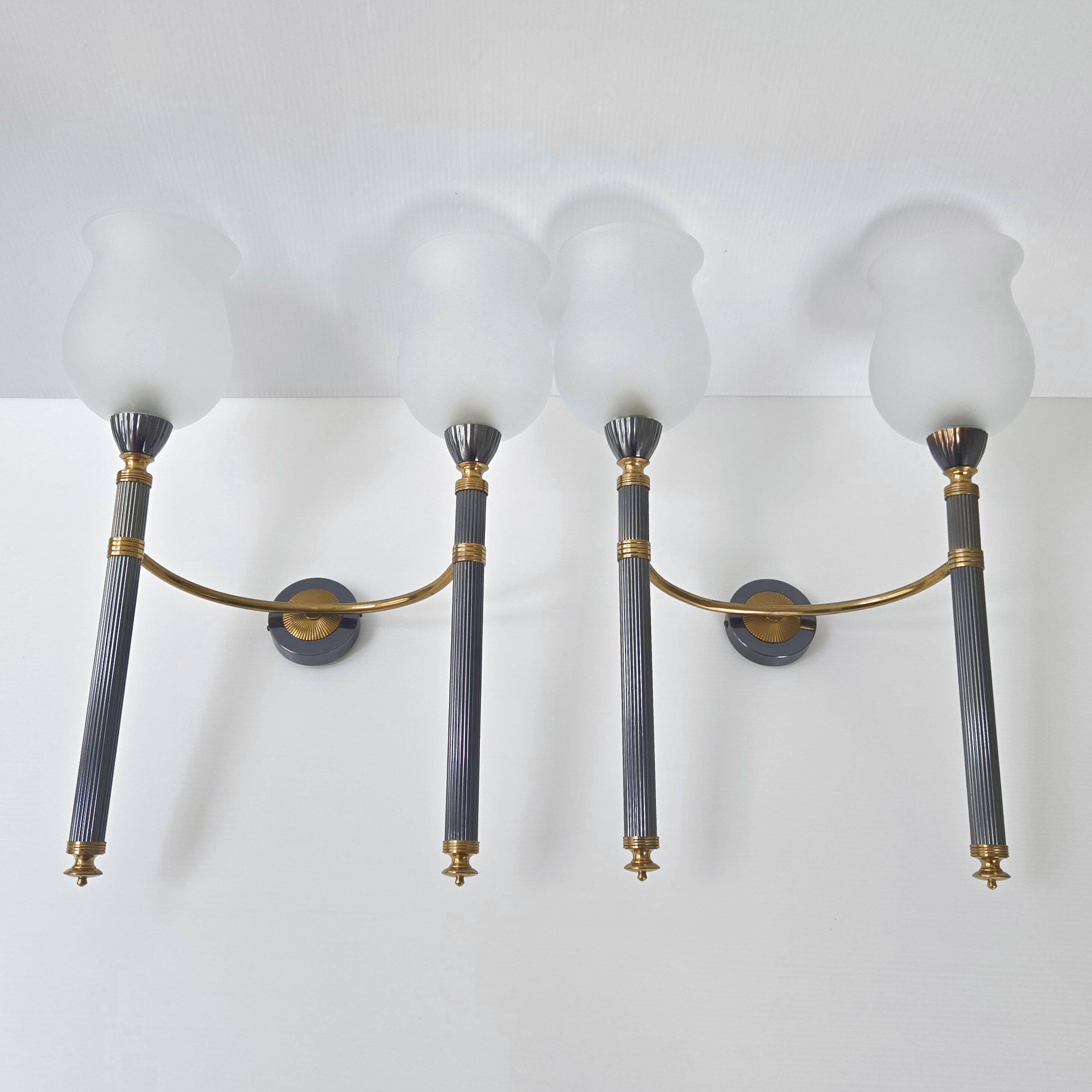 Pair of vintage 1950s torch wall lights