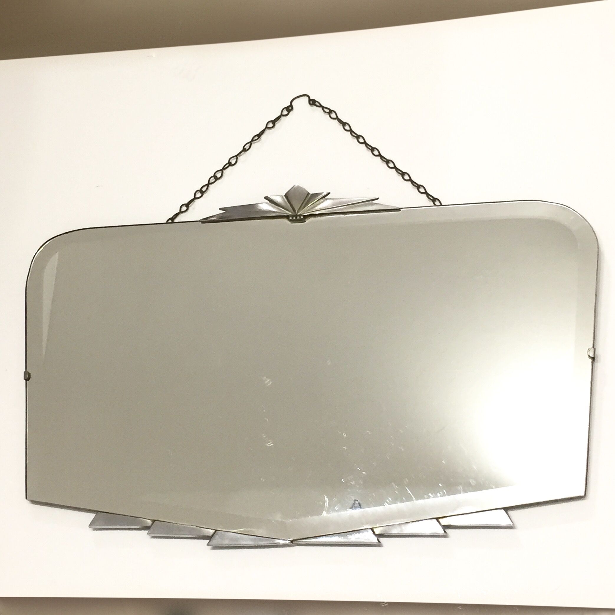 Bevelled art deco mirror - 68 x 42 cm