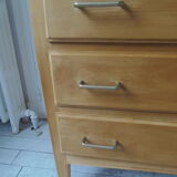 Commode vintage des années 60 à 3 tiroirs avec pieds compas.