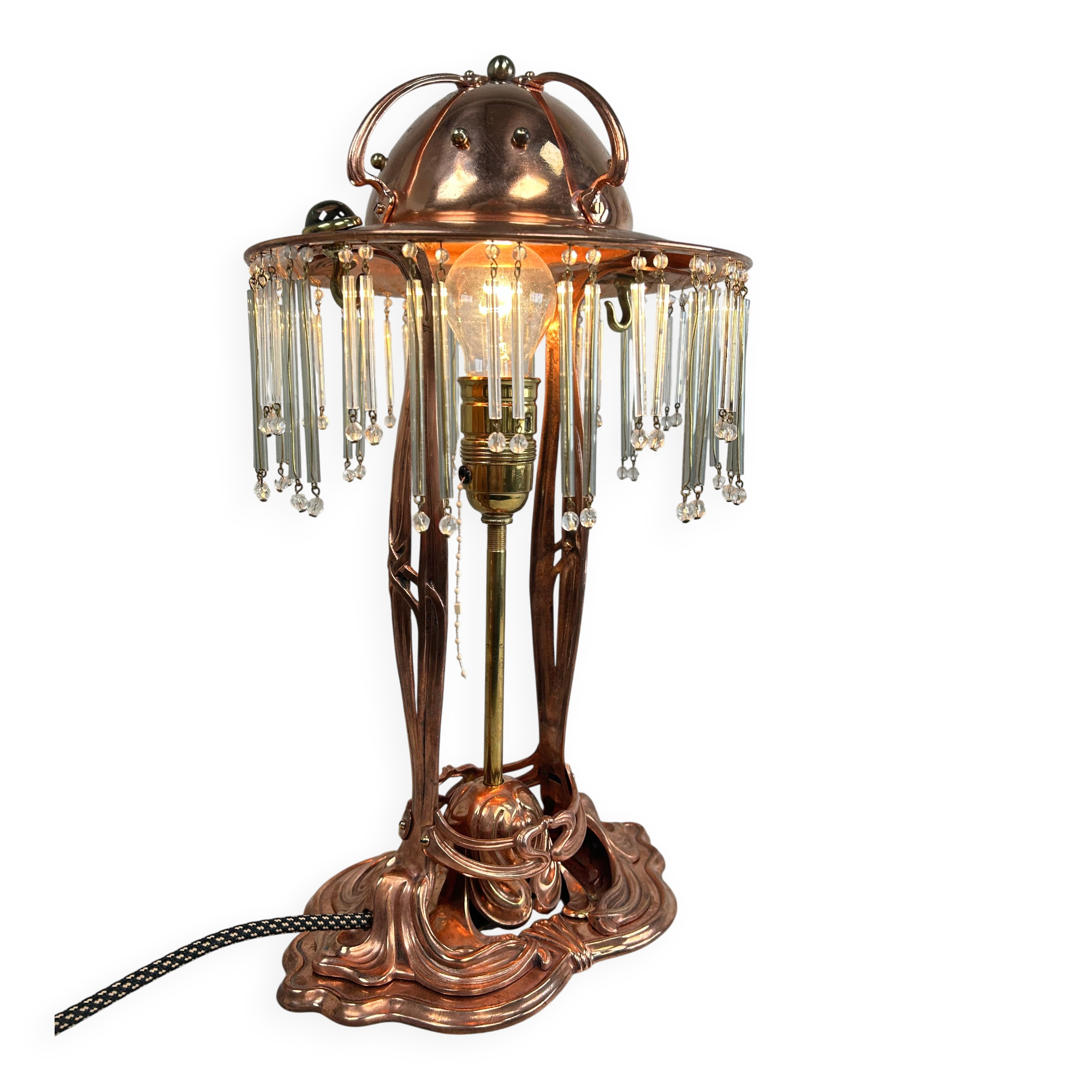 Lampe de table Jugendstil en cuivre