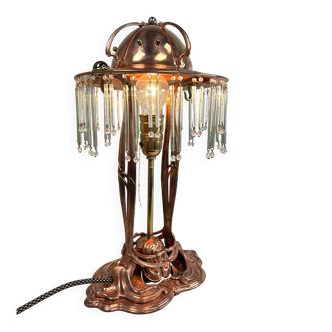 Jugendstil table lamp in copper