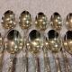 12 gold-plated metal moka spoons with Russian-style handles, 10.6 cm