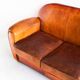 Vintage leather club sofa. Art Deco style. France, 1950s. (sofa convertible into bed)