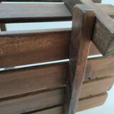 Solid wood log basket with vintage slats