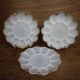 3 vintage plates for deviled eggs / oysters in white glass and gold