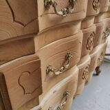 Louis XV chest of drawers in raw wood with 3 drawers