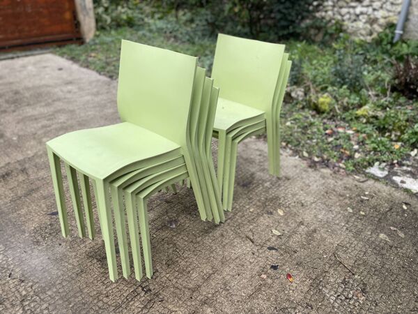 Chaises Slick-slick Starck pistache (lot de 7)
